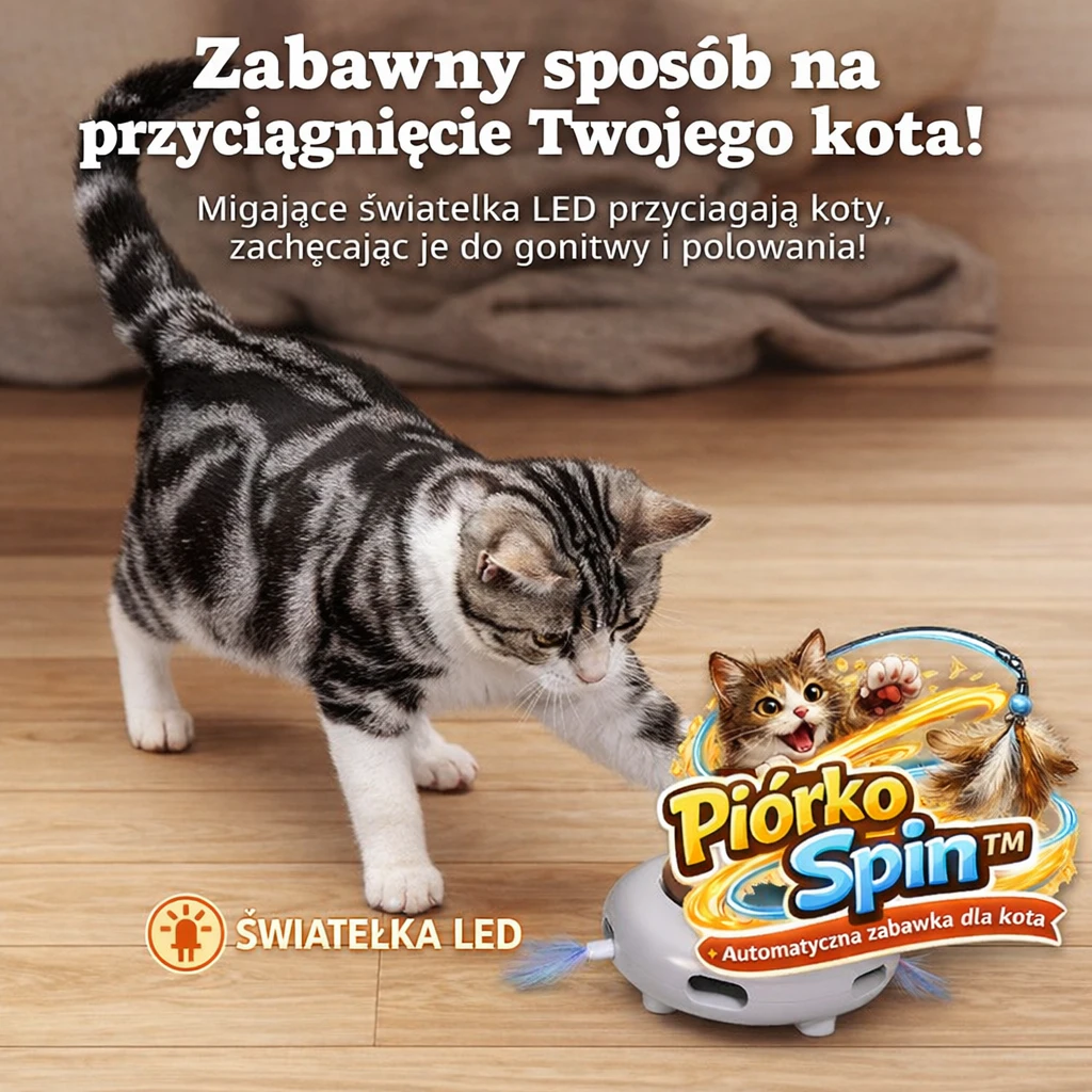 PiórkoSpin™ – Automatyczna zabawka dla kota 6