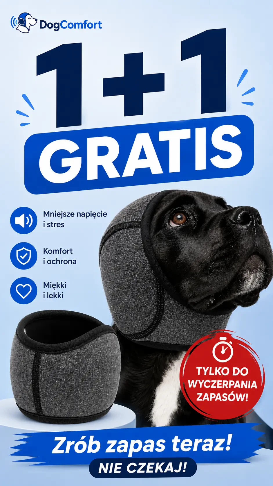 DogComfort – wygłuszająca opaska uspokajająca dla psa 1
