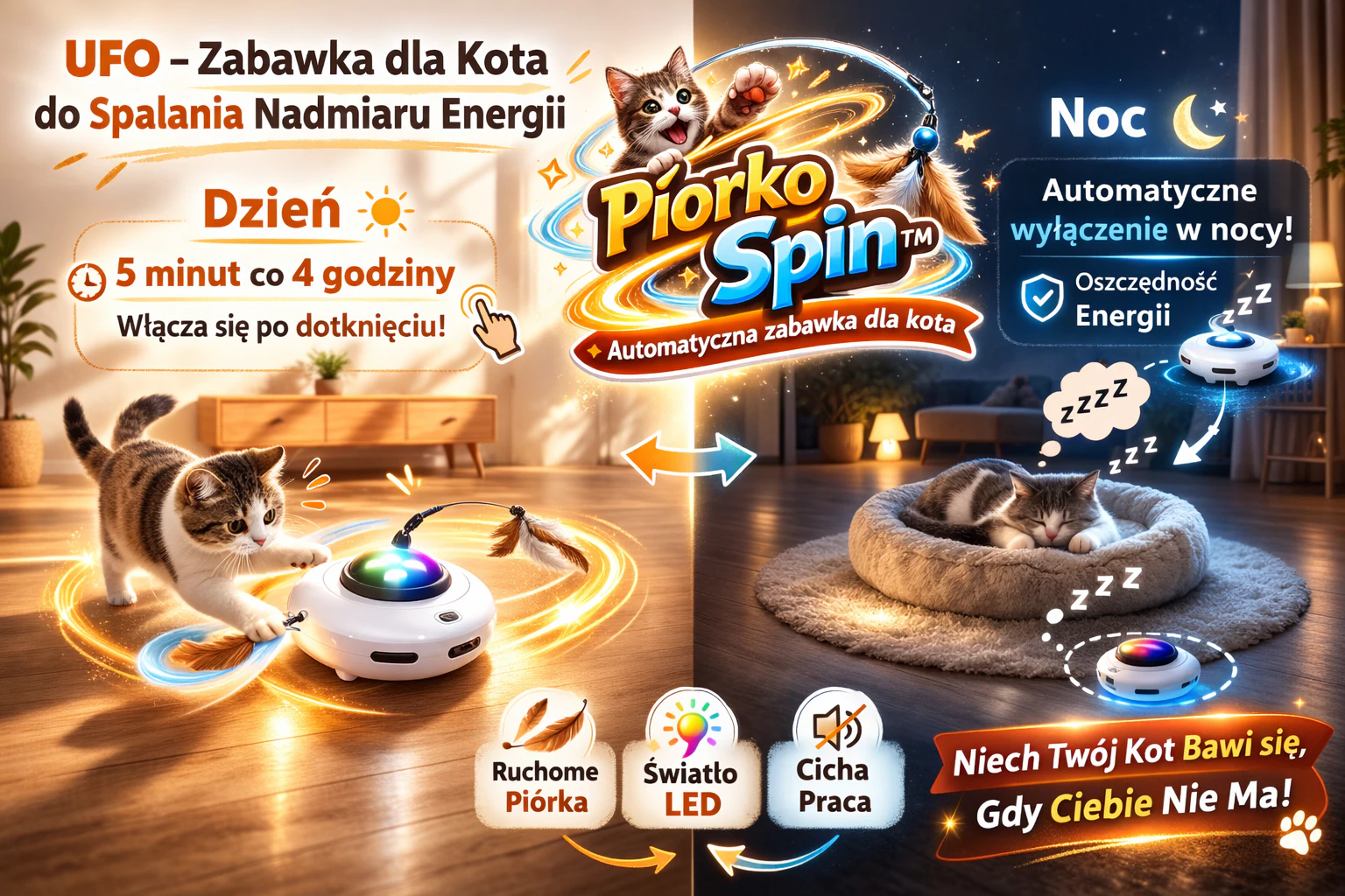 PiórkoSpin™ – Automatyczna zabawka dla kota 3