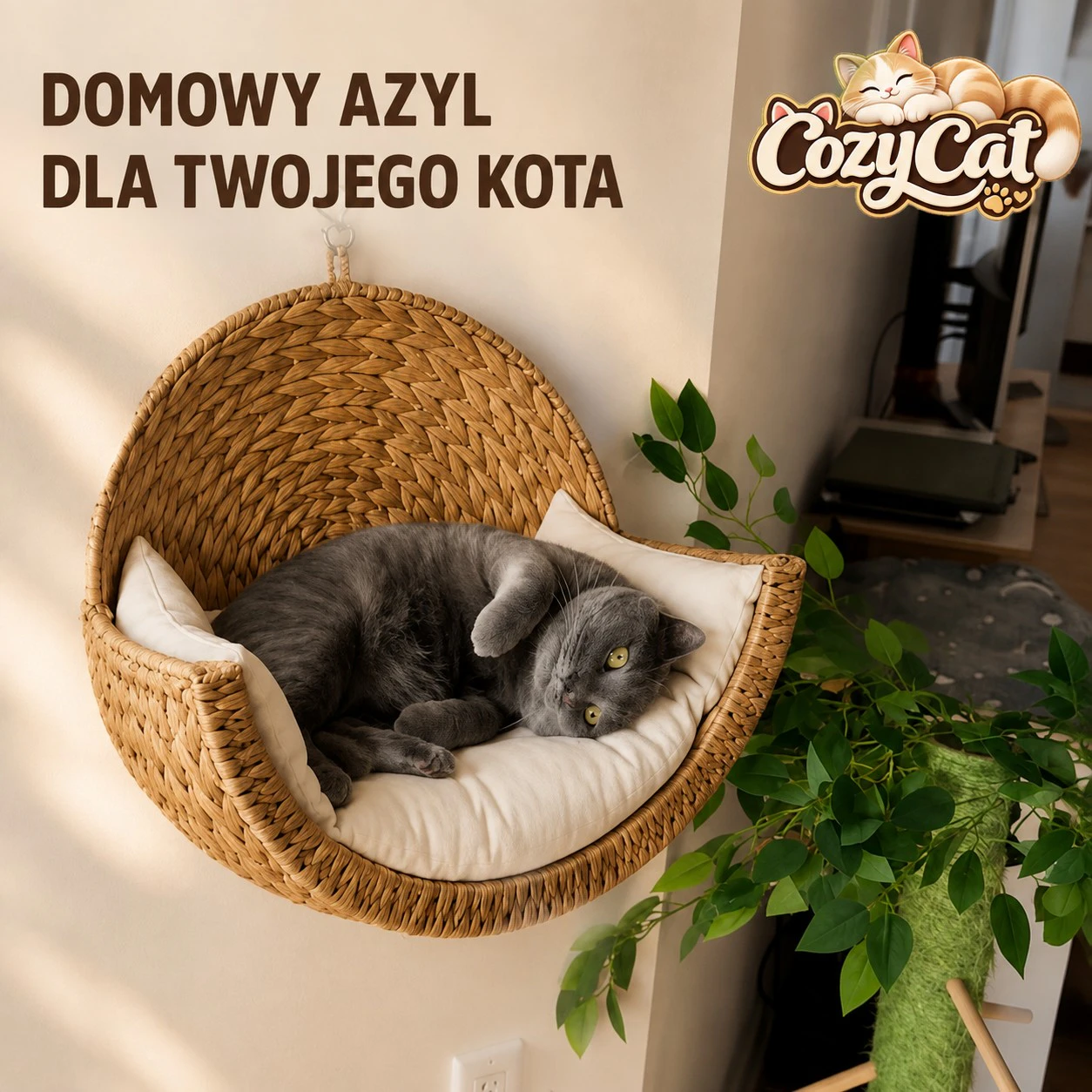 CozyCat – Wiszące Legowisko na Ścianę 1