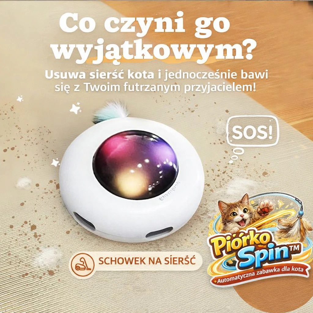 PiórkoSpin™ – Automatyczna zabawka dla kota 5