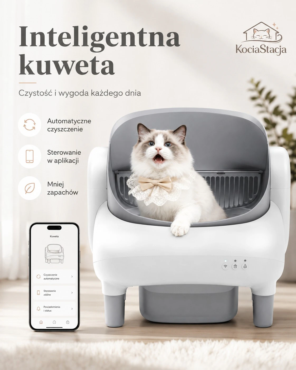 KociaStacja – inteligentna kuweta samoczyszcząca z aplikacją 1