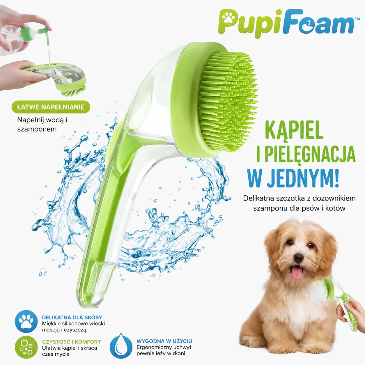 PupiFoam™ – szczotka kąpielowa z dozownikiem piany 1