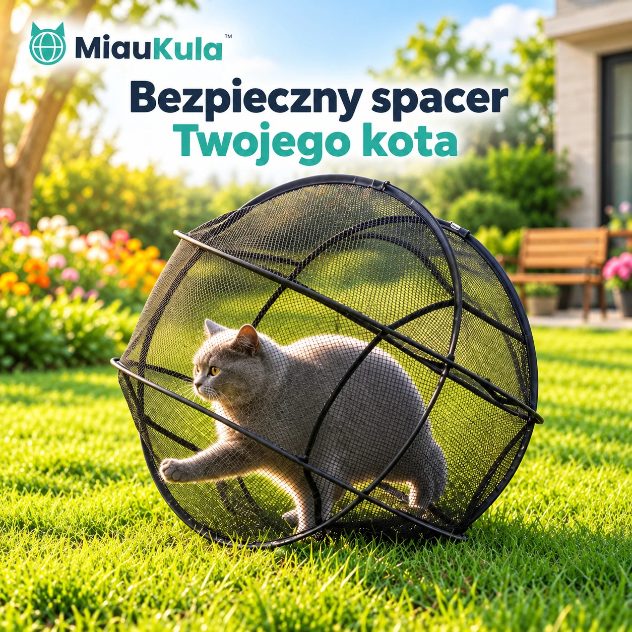 MiauKula – rozkładana kula-wybieg dla kota na bezpieczny spacer 1