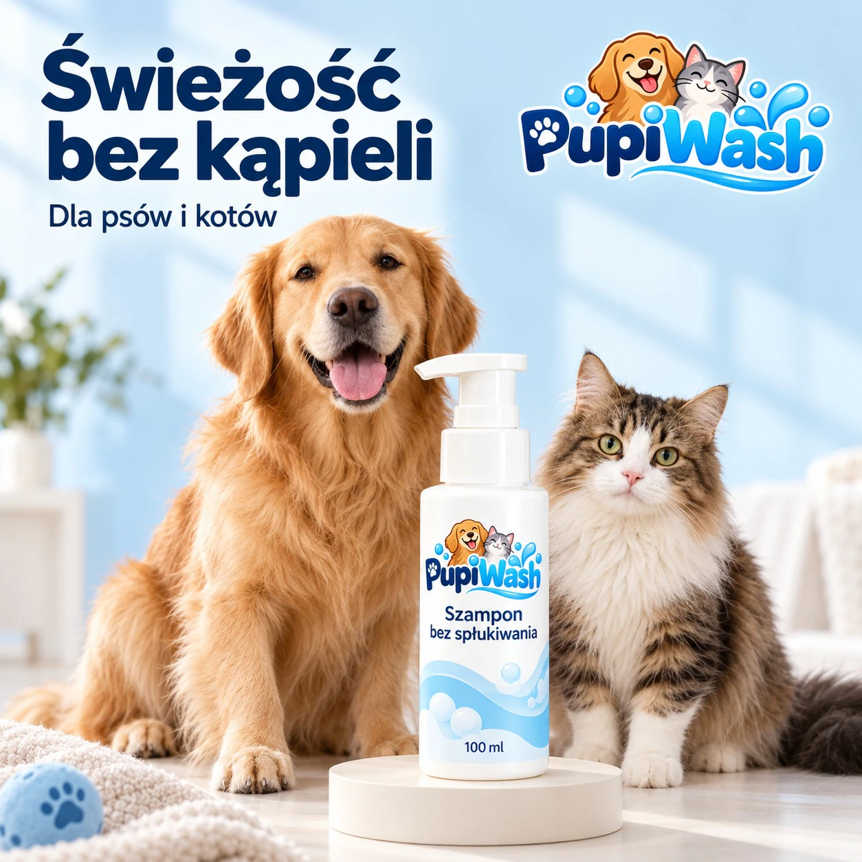 PupiWash – Polski Producent Pianka do Czyszczenia Zwierząt Bez Spłukiwania 2+1 gratis 1